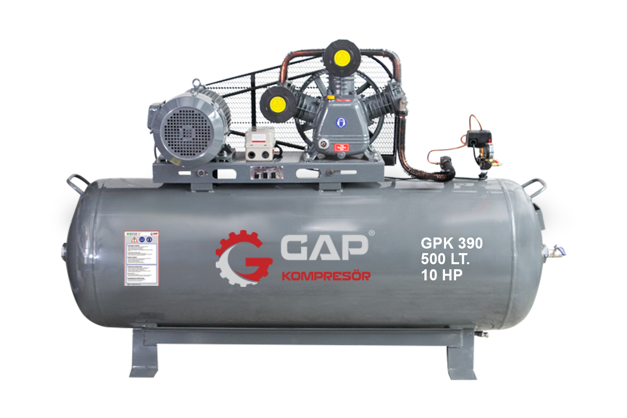 GPK 390 | 500 lt 3 Head 12 Bar 10 HP Piston Air Compressor